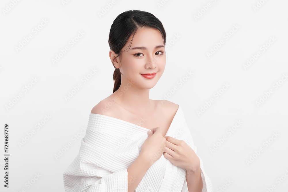 Beautiful young asian woman with clean fresh skin on white background, Face care, Facial treatment, Cosmetology, beauty and spa, Asian women portrait. Beautiful young asian woman with clean fresh skin on white background, Face care, Facial treatment, Cosmetology, beauty and spa, Asian women portrait.