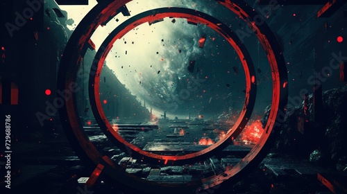 Mysterious circle structure with debris in a dystopian environment