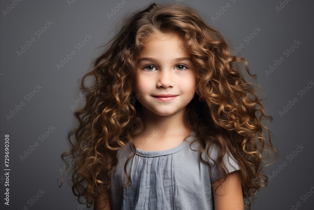 Portrait of a beautiful little girl with long curly hair, studio shot Portrait of a beautiful little girl with long curly hair, studio shot