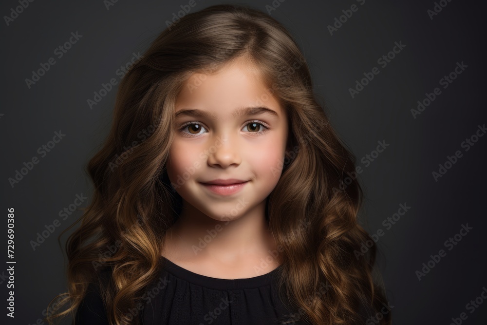 Portrait of a beautiful little girl with long curly hair. Studio shot. Portrait of a beautiful little girl with long curly hair. Studio shot.