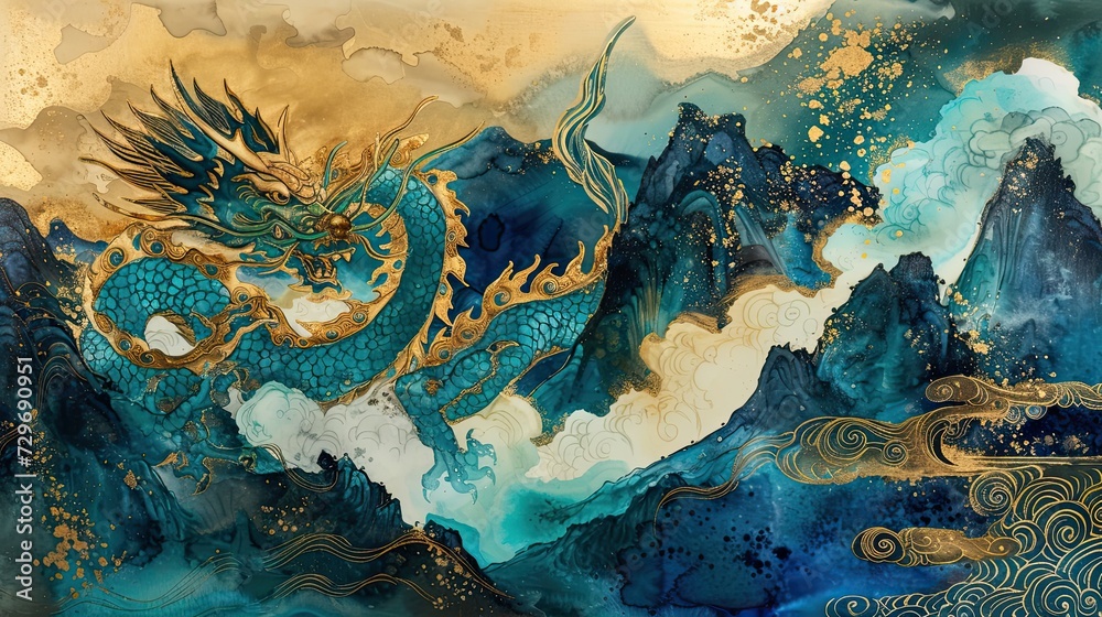 Chinese dragon, Year of the Dragon, blue dragon, 3d wallpaper, mountain ...