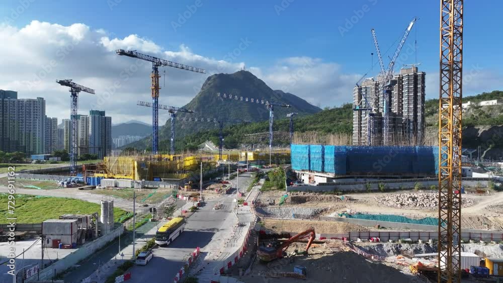 Aerial drone skyview of Hillside Rock Cavern Quarry Development in