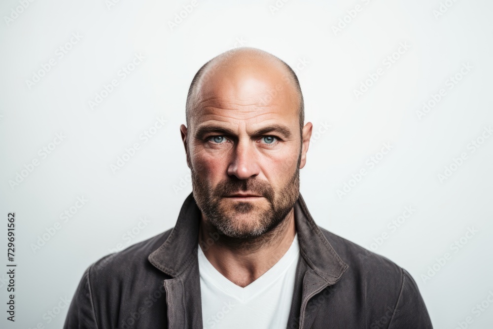 Portrait of a bald man with a beard on a gray background Portrait of a bald man with a beard on a gray background