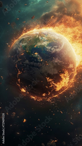 Earth Exploding in Space, A Devastating Cataclysmic Event Captured in an Unforgettable Image