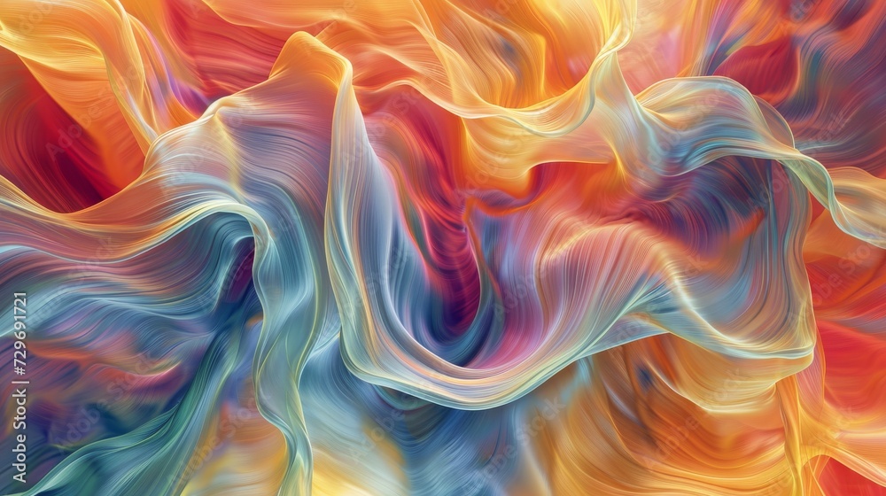 Fototapeta premium Abstract Painting, Multicolored Wave With Vibrant Colors and Dynamic Lines