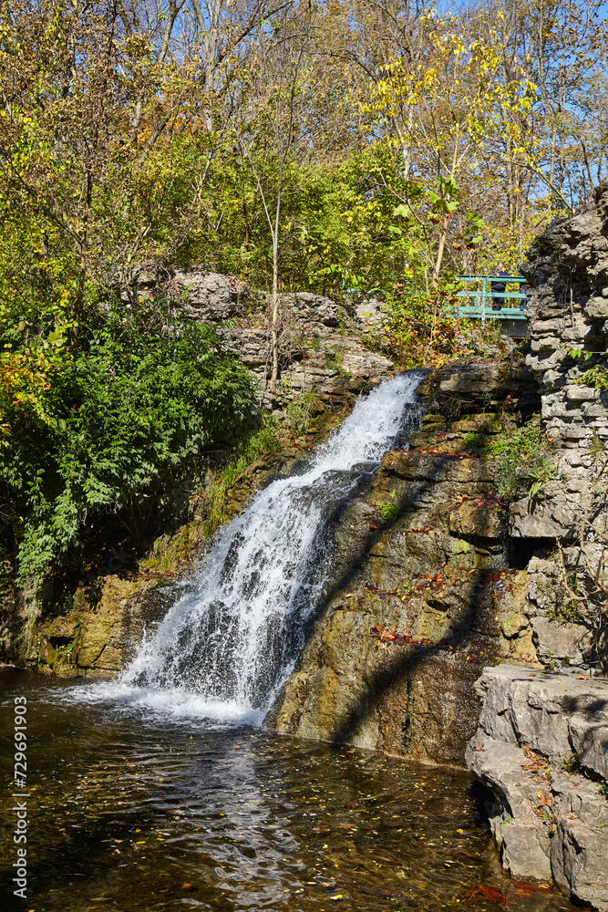 Autumn Waterfall in France Park, Indiana - Tranquil Nature Scene