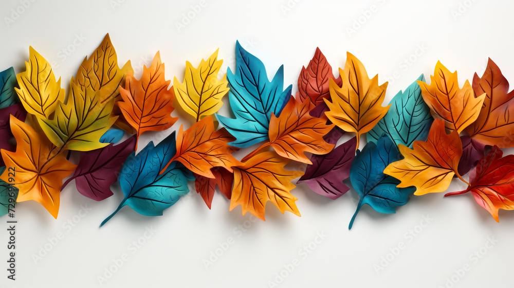 Multicolored autumn fallen maple leaves isolated on a white background