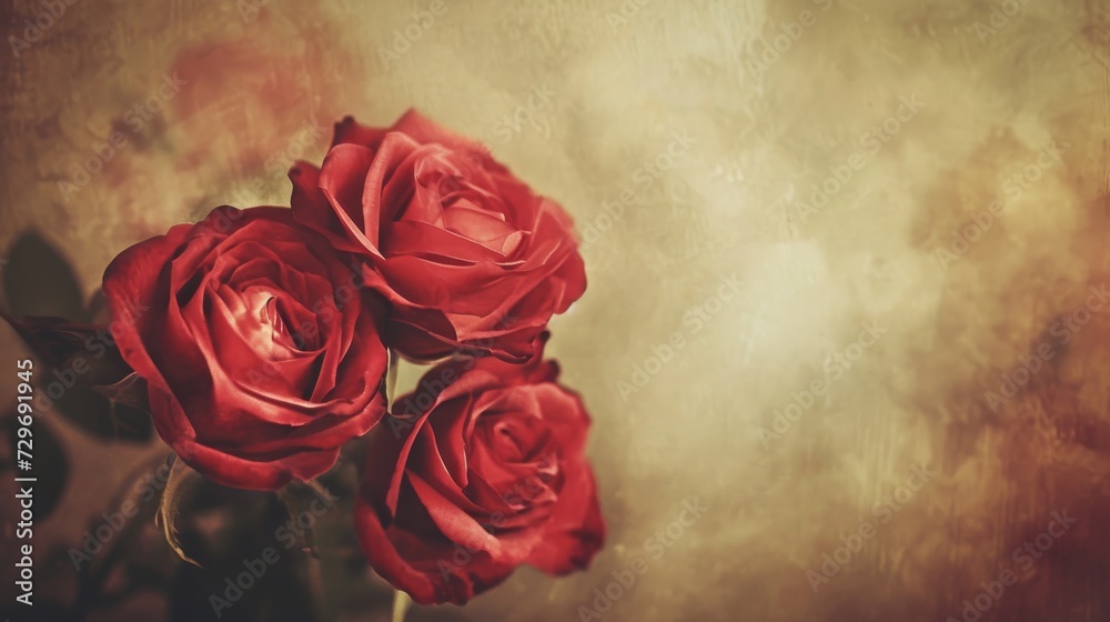 Vibrant Red Roses Gracefully Adorn Table in Stunning Display of Natural Elegance