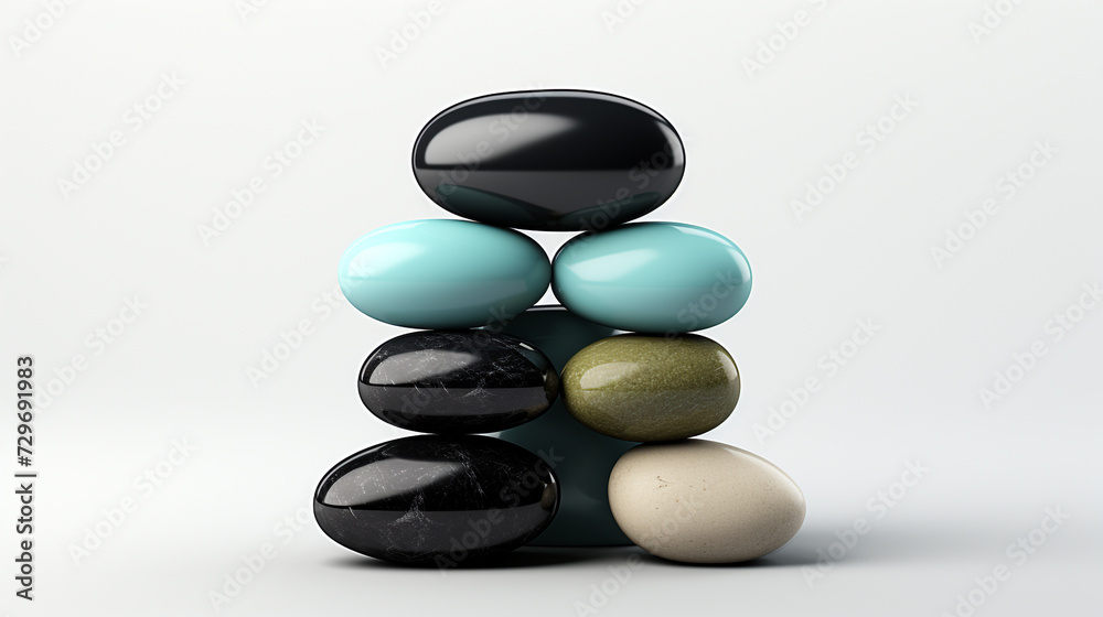 Colorful balancing zen stones pyramid isolated on a white background Colorful balancing zen stones pyramid isolated on a white background