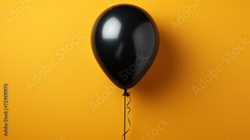 Happy Birthday Black color helium balloon on orange background, Party balloon © s1pkmondal143