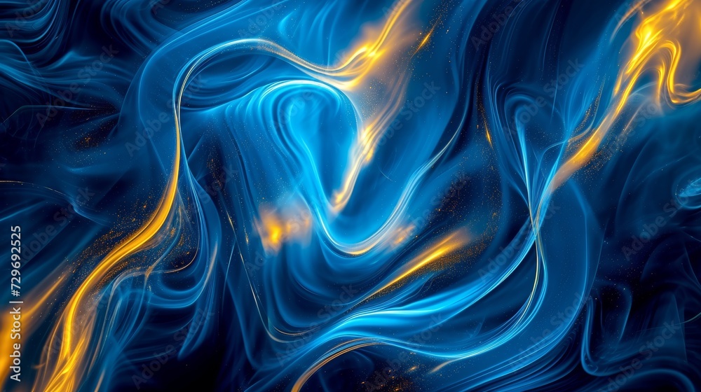 Computer Generated Image of Blue and Yellow Swirl on a Screen