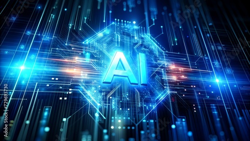 artificial intelligence technology blue glowing background illustration 