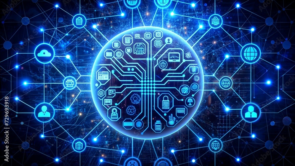artificial intelligence blue technology background illustration artificial intelligence blue technology background illustration