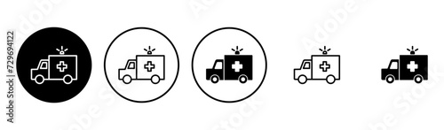 Ambulance icon set. ambulance truck icon vector. ambulance car