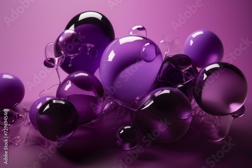 Abstract composition with floating purple objects. Generative AI