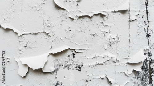 A White Wall With Peeling Paint, Aging and Weathered Interior Surface