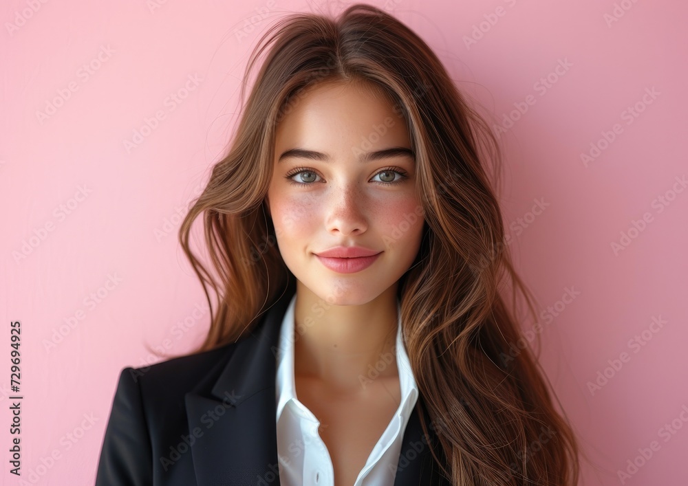 businesswoman, happy smiling female, wearing suit, light clean background businesswoman, happy smiling female, wearing suit, light clean background