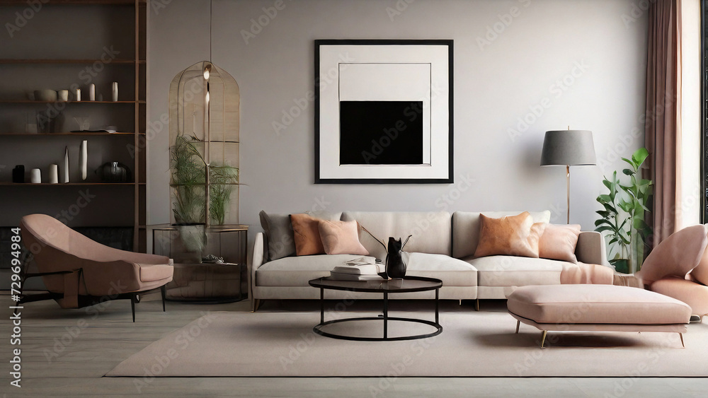Modern living room with red wall, sofa and coffee table. 3d render Modern living room with red wall, sofa and coffee table. 3d render
