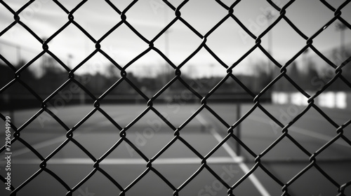 Old Black and White Photograph of a Tennis Court