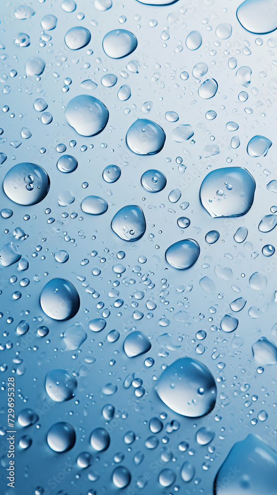 Close Up of Water Droplets on Blue Surface