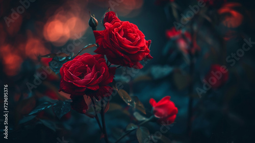Close-up of Two Red Roses With Blurry Background