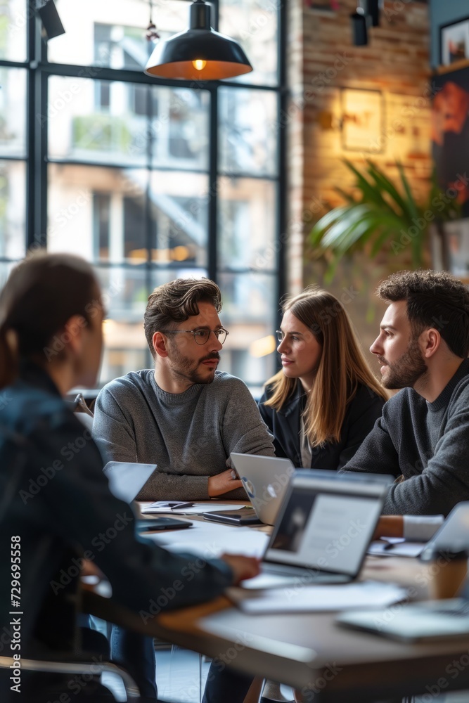 Corporate Business Photography of a Project Status Update Meeting, Generative AI Corporate Business Photography of a Project Status Update Meeting, Generative AI