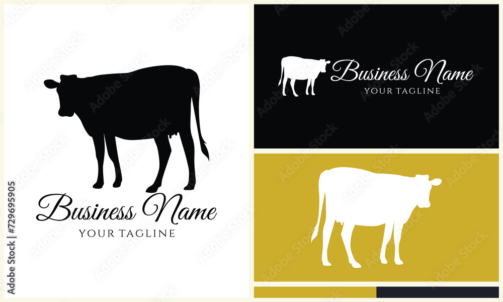 silhouette cow buffalo logo template