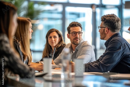 Corporate Business Photography of a Project Kickoff Meeting, Showcasing The Enthusiasm and Determination, Generative AI