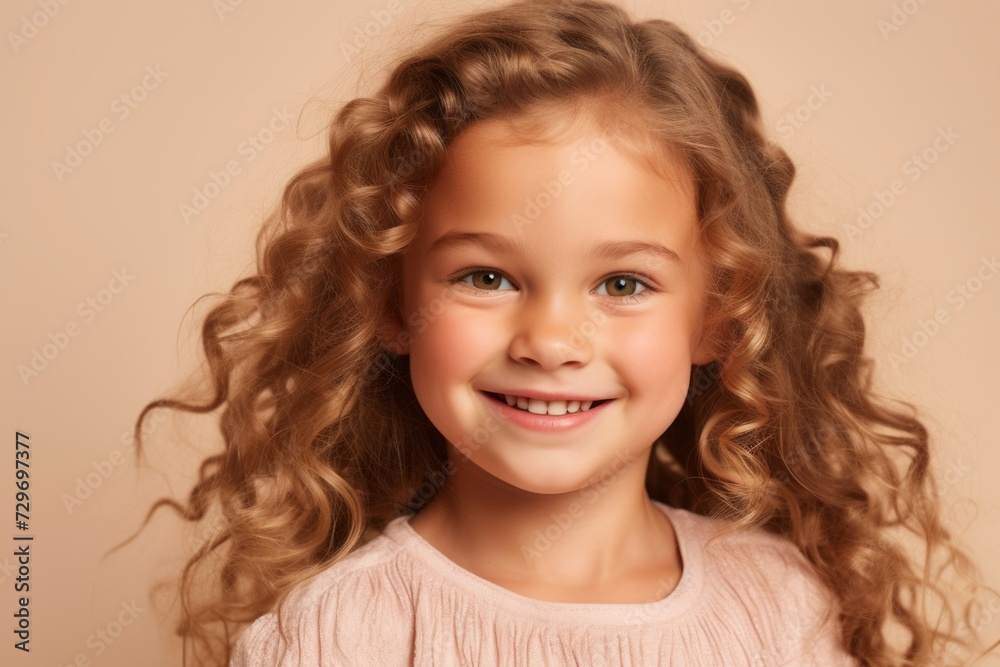 Portrait of a beautiful little girl with long curly hair, studio shot Portrait of a beautiful little girl with long curly hair, studio shot
