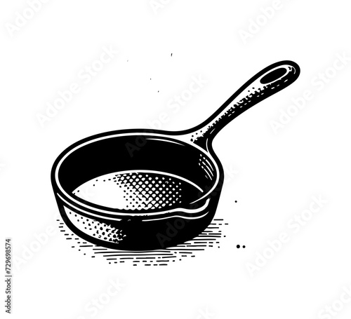 Cast iron skillet hand drawn vector graphic asset