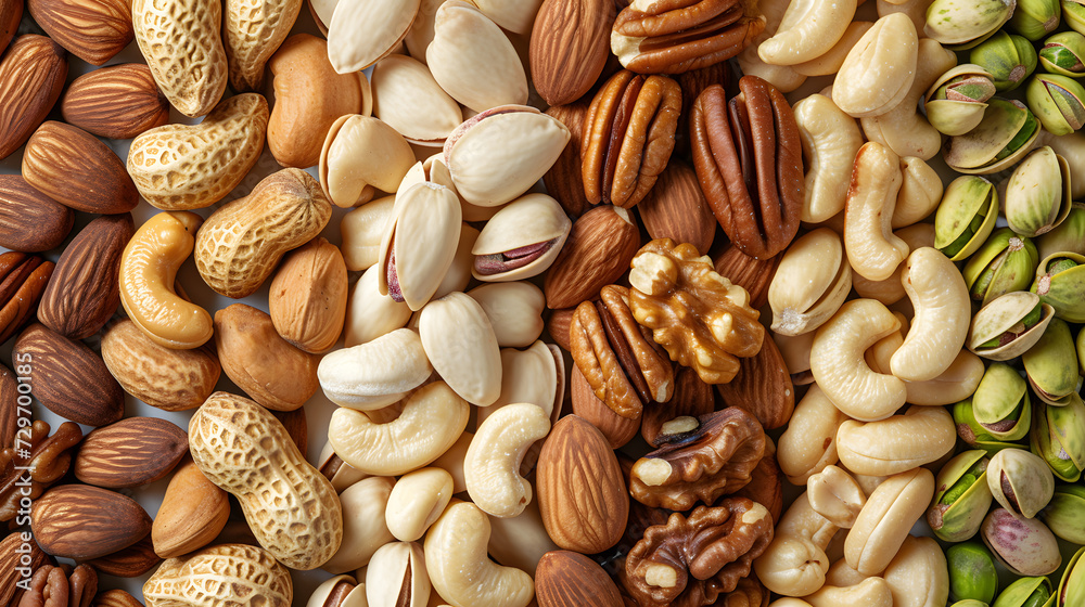 Naklejka premium Assorted Nuts Medley: A Tapestry of Natural Textures and Colors