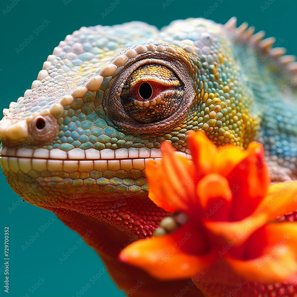 Fototapeta premium Chameleon on the flower