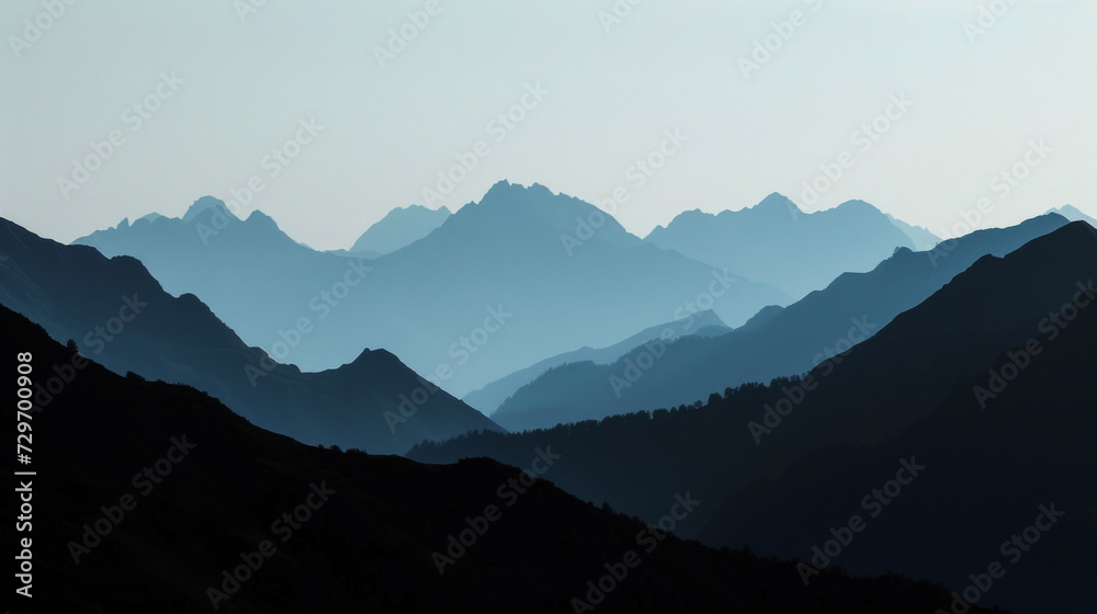 The tranquility of the mountains mirrored in their darkened silhouettes.