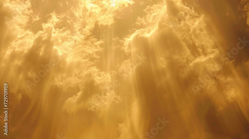 Golden light glimmers through wispy altostratus clouds. photo