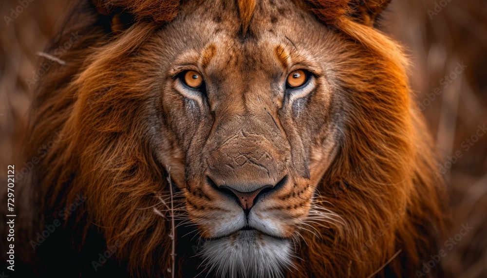 Portrait of a male lion on a black background. Close-up Portrait of a male lion on a black background. Close-up