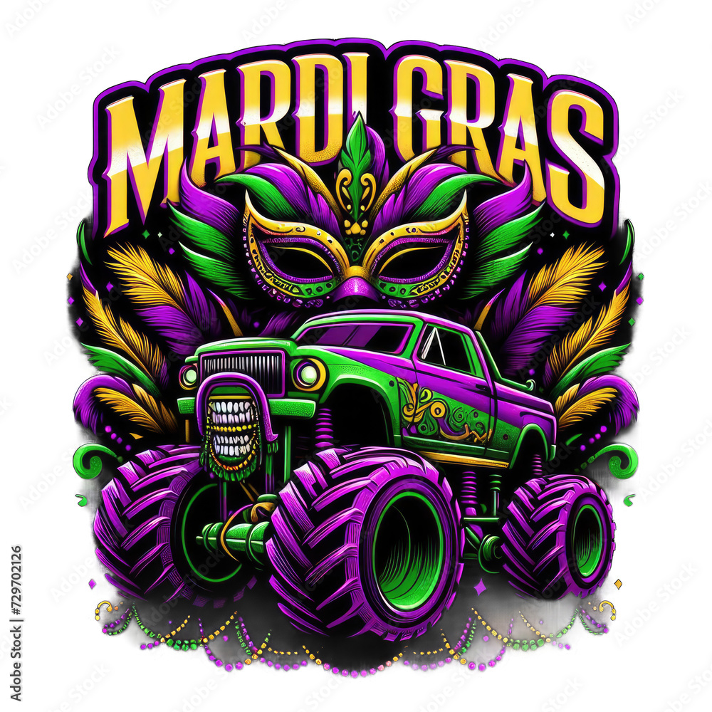 PNG Mardi Gras Kids Outfit Monster Truck Fun Boy