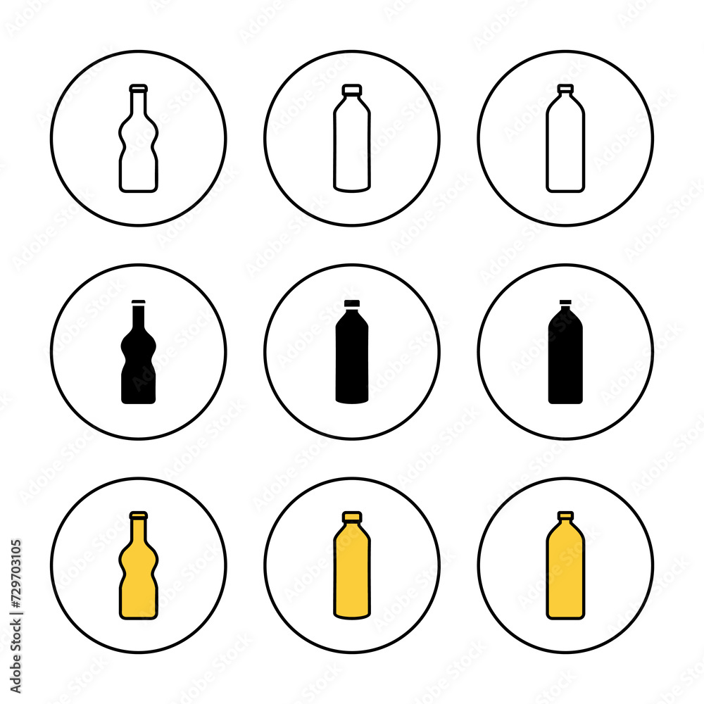 Bottle icon set vector. bottle sign and symbol Bottle icon set vector. bottle sign and symbol