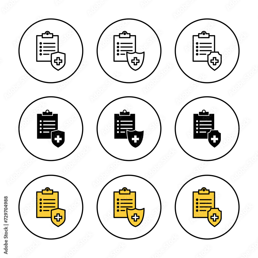 Medical insurance icon set vector. health insurance sign and symbol Medical insurance icon set vector. health insurance sign and symbol