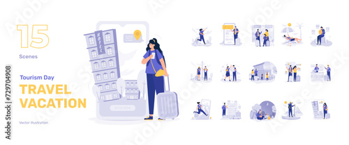 Travel holiday vacation tourism illustration set