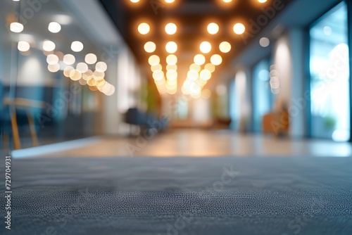 Blurred background of a modern office with stylish bokeh lighting