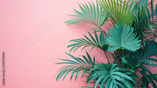 Plants with a pink background provide ample space for textual content in a lifestyle fashion banner Background