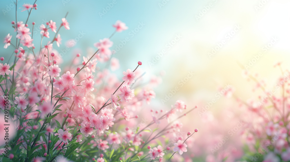 pink flowers in the field, abstract background with blooming pink flowers of Spring, pink flowers in the field, abstract background with blooming pink flowers of Spring,