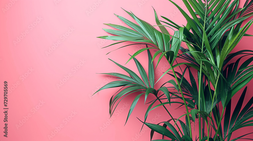Plants with a pink background provide ample space for textual content in a lifestyle fashion banner Background Plants with a pink background provide ample space for textual content in a lifestyle fashion banner Background