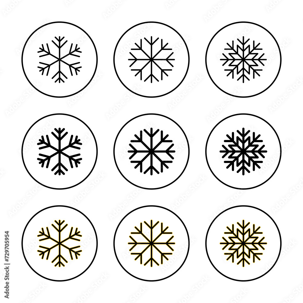 Snow icon set vector. snowflake sign and symbol Snow icon set vector. snowflake sign and symbol