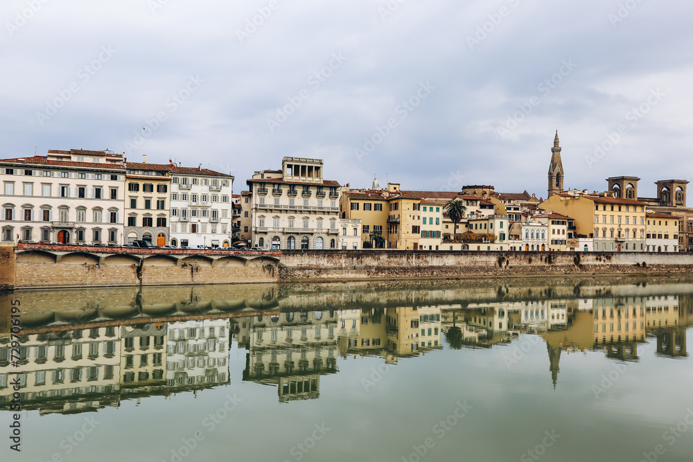Embankment of Arno River in Florence, Italy