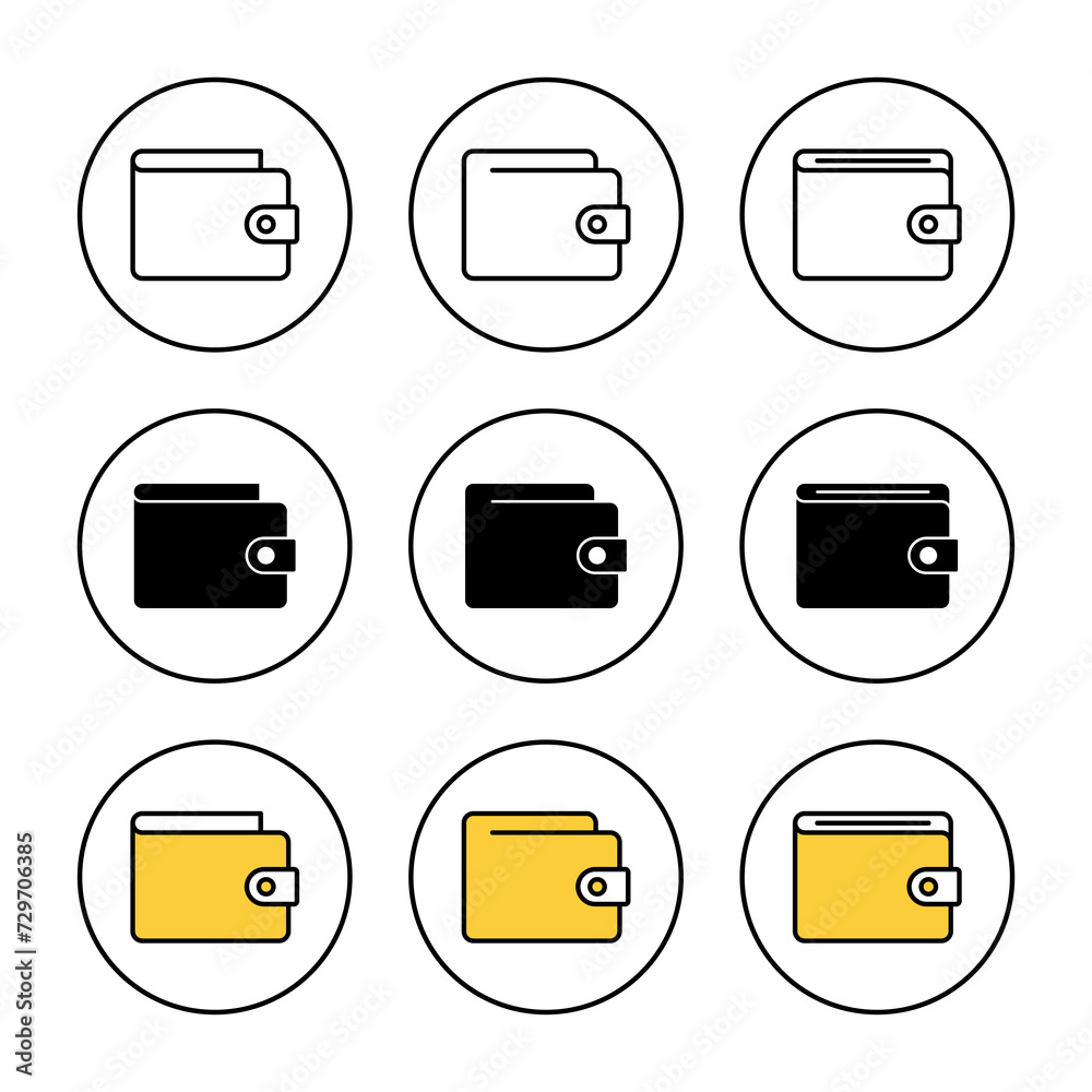 Wallet icon set vector. wallet sign and symbol Wallet icon set vector. wallet sign and symbol