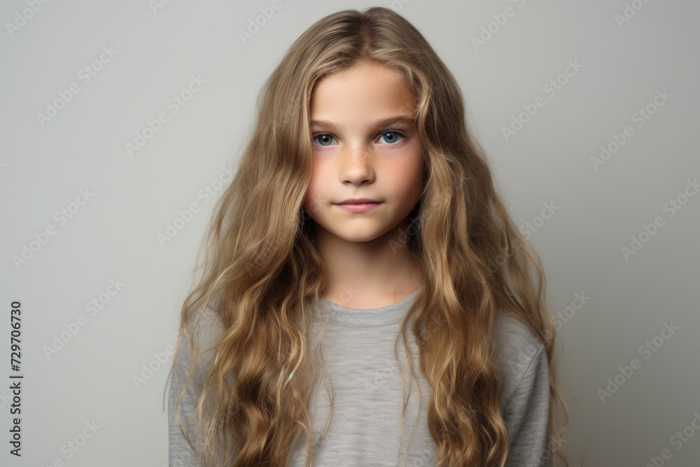Portrait of a beautiful little girl with long blond hair. Studio shot. Portrait of a beautiful little girl with long blond hair. Studio shot.