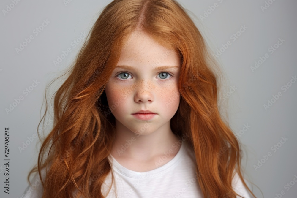 Portrait of a red-haired girl with freckles on her face Portrait of a red-haired girl with freckles on her face
