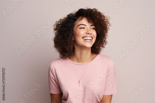 Portrait of beautiful young african american woman with curly hair