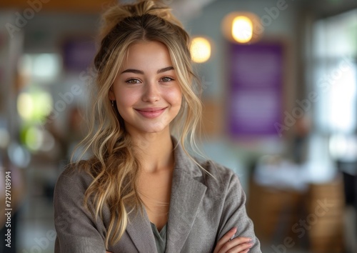 businesswoman  happy smiling Asian female  wearing suit
